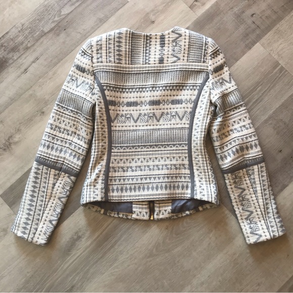 H&M Full Zip Modern Boho Embroidered Blazer w Shoulder Pads Sz 32 - Picture 7 of 11